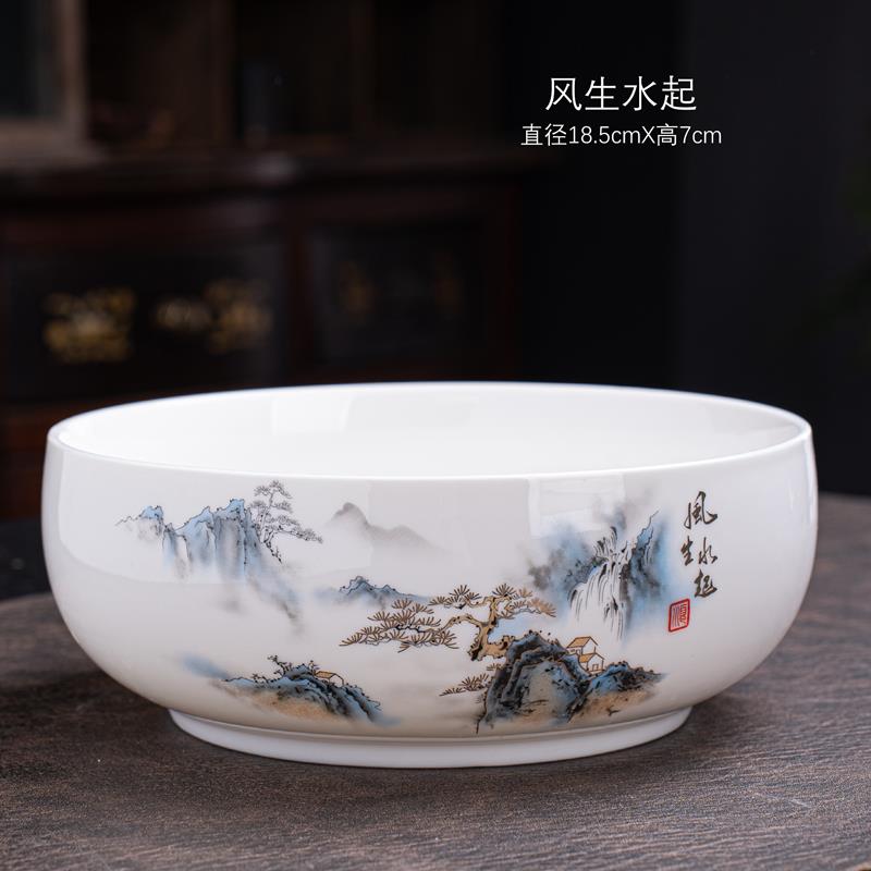 羊脂玉大号茶洗陶瓷茶渣缸家用功夫茶具配件水洗茶杯盆水盂笔洗碗