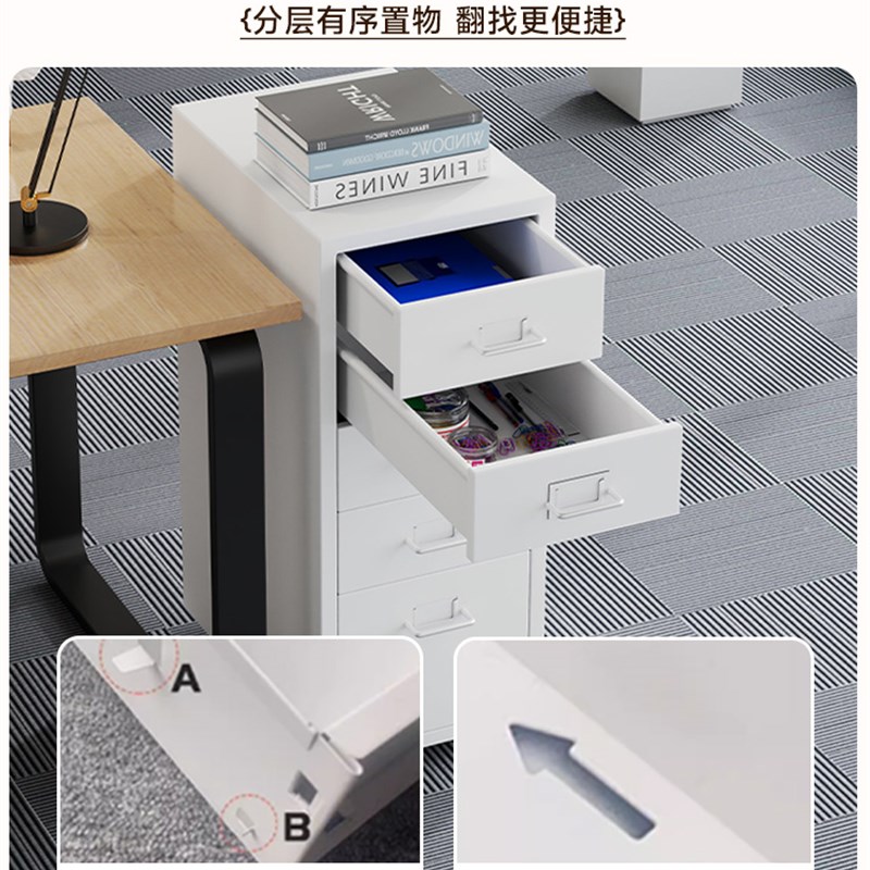 铁皮柜铁艺收纳柜室内抽屉柜储物柜床头柜多斗柜带锁可移动文件柜图片