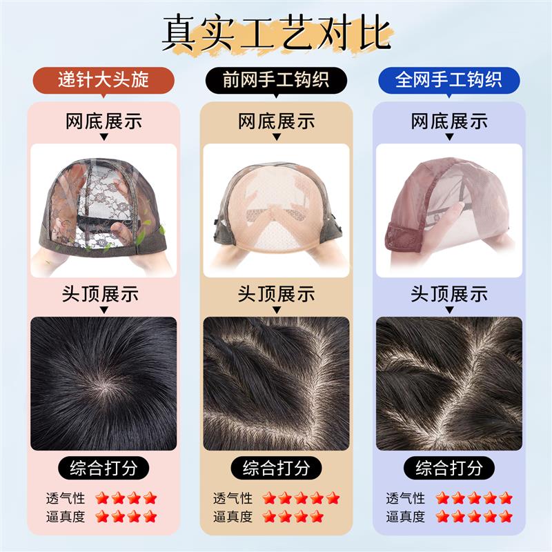 假发女长发永久烫卷发整顶全头套自然发丝中老年妈妈款真发假发套