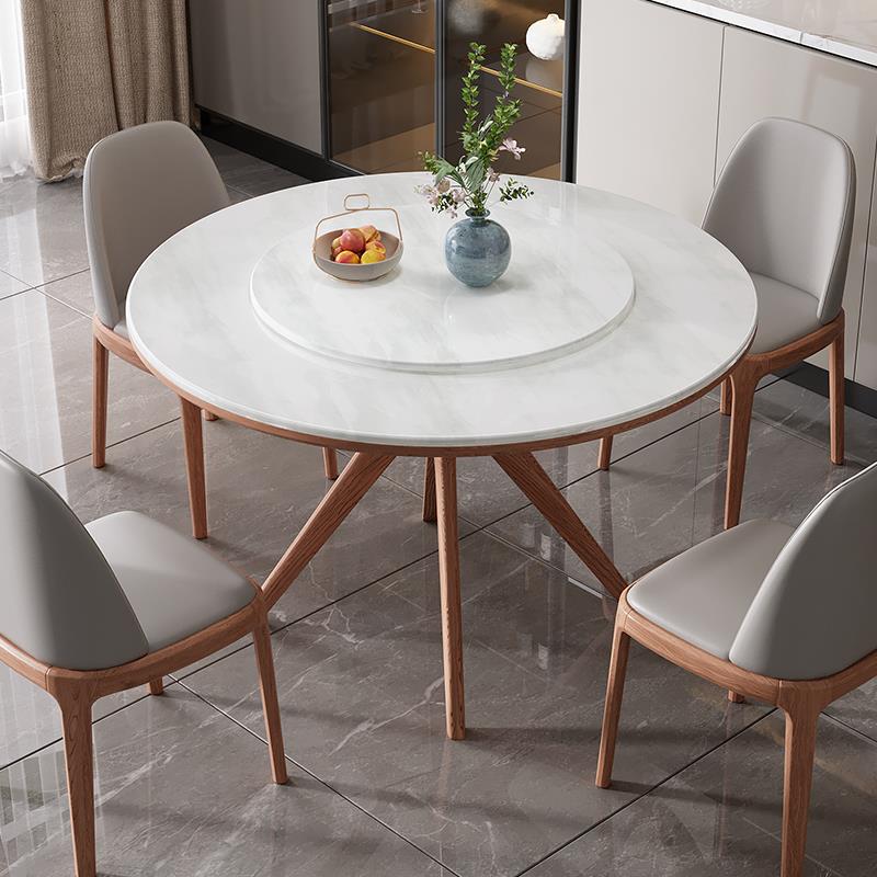 2025新款大理石餐桌圆桌超晶石意式极简高档奢石轻奢微晶石餐桌子
