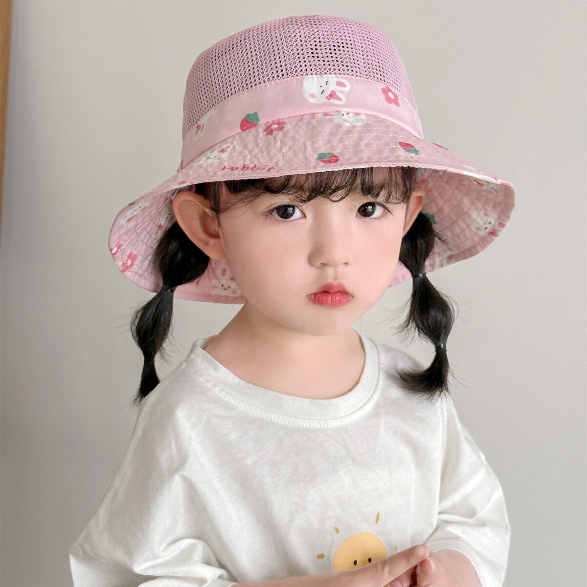 儿童防晒帽女童帽子夏款2024新款女宝宝遮阳帽女孩太阳帽防紫外线