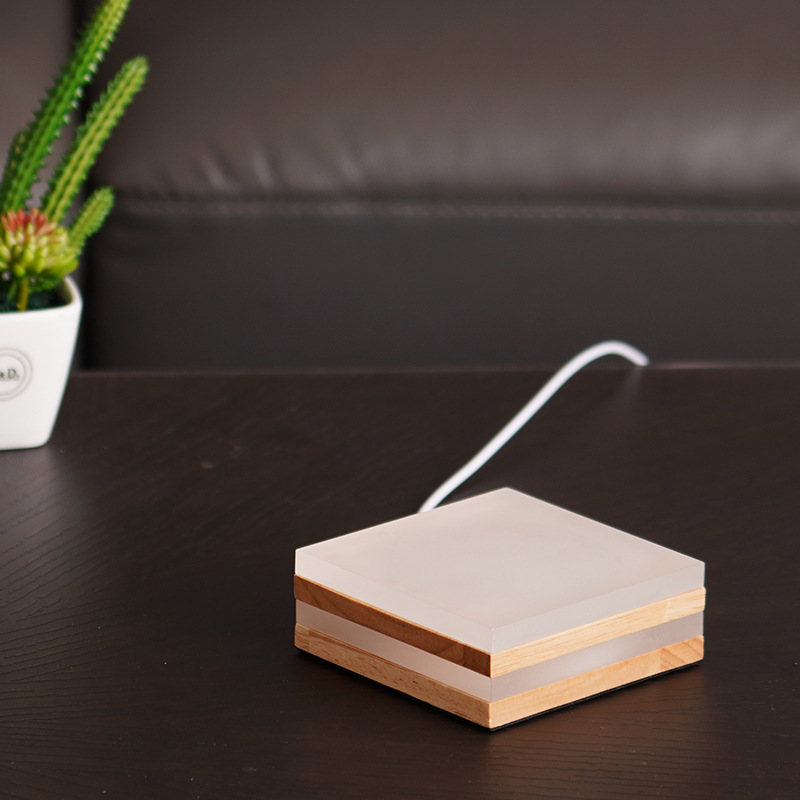 木艺亚克力LED小夜灯创意层叠发光底座花瓶鱼缸底托USB5V电压3W光
