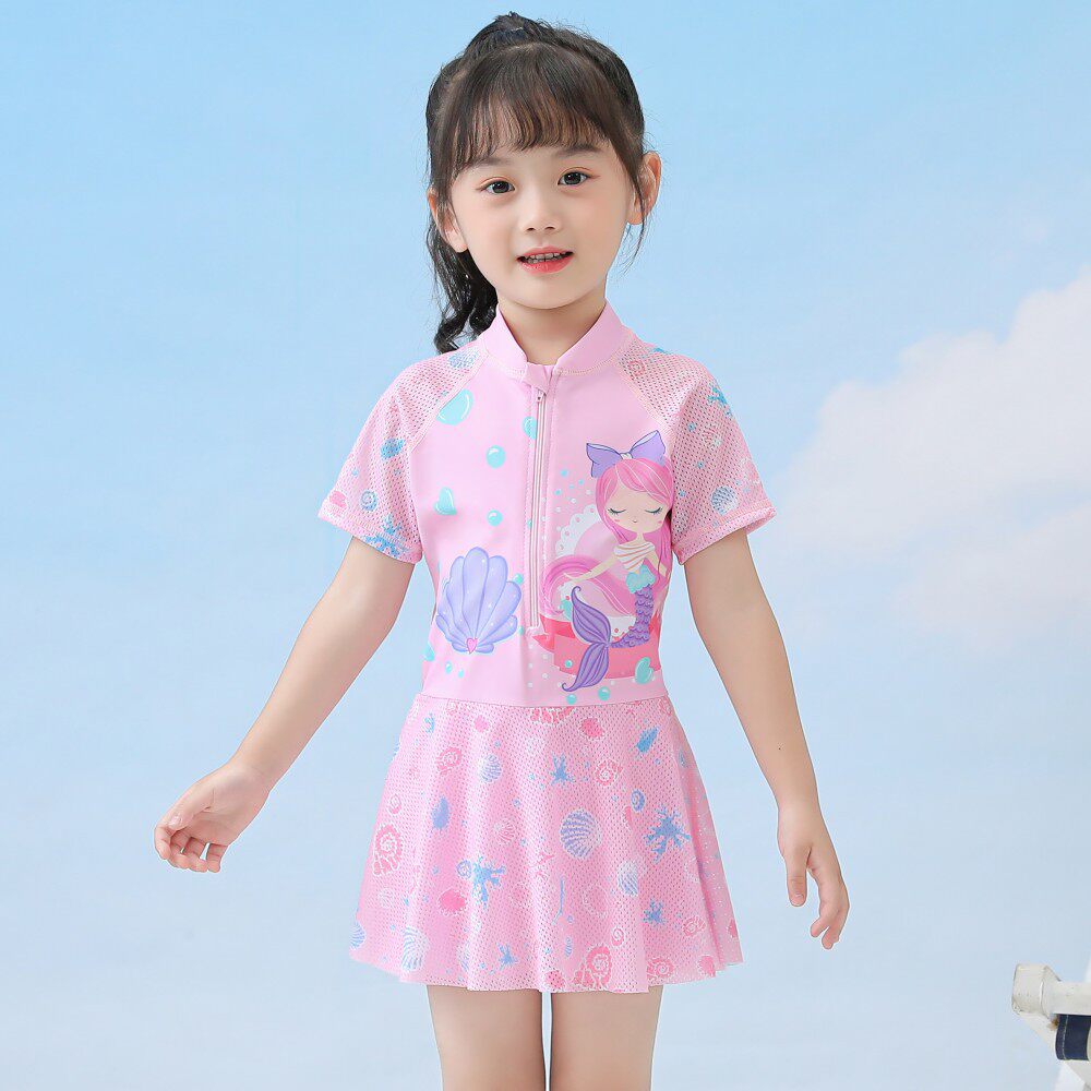 新款儿童泳衣女童可爱裙式女孩连体泳装女孩宝宝游泳衣有CPC证书