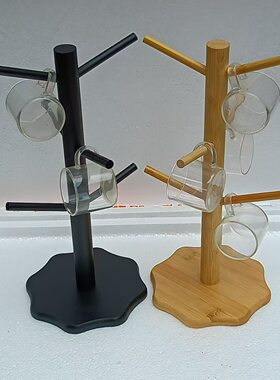 竹制沥水杯架多功能台式马克杯杯架商用展示酒杯架收纳架直销
