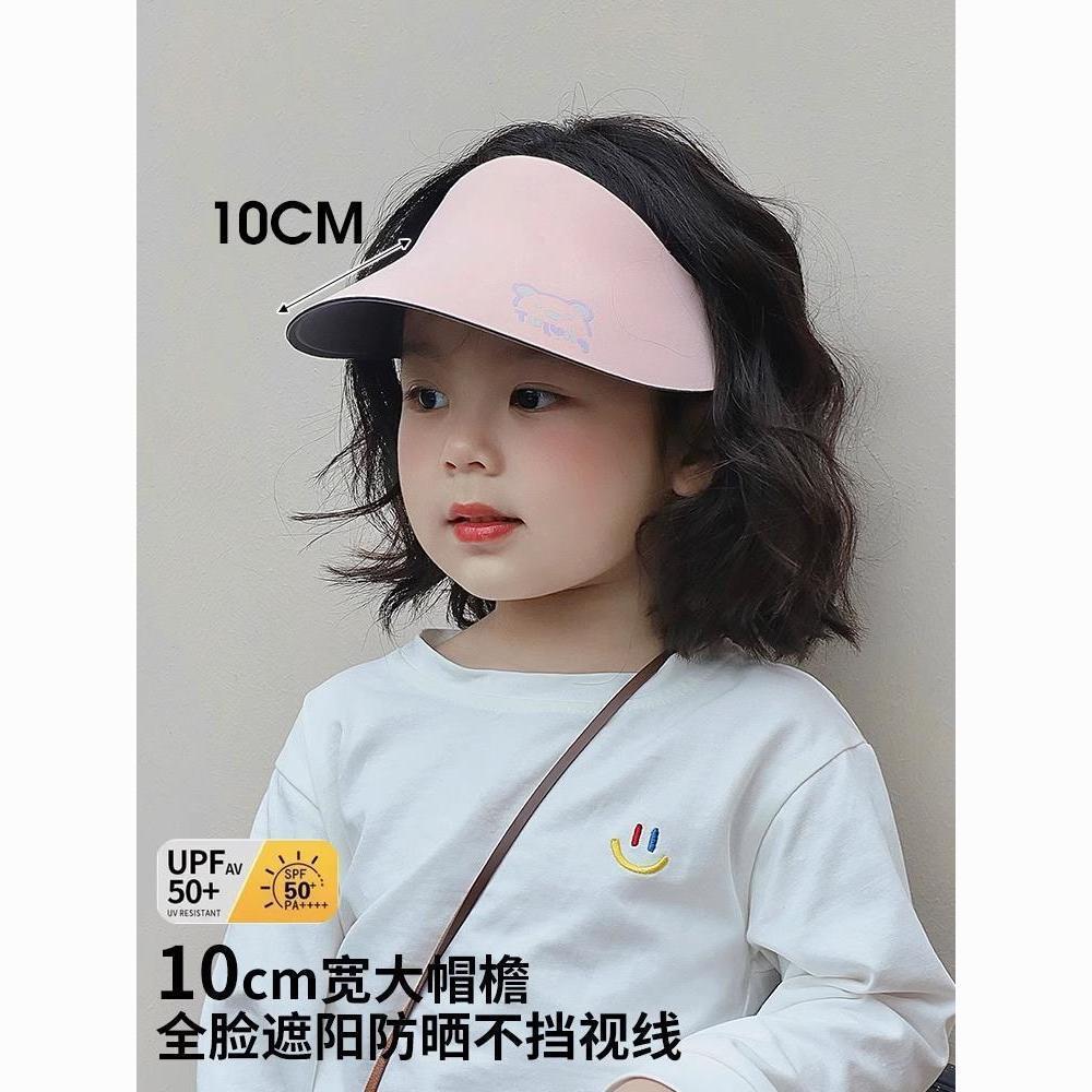 儿童防晒帽女童夏季薄款空顶遮阳帽女孩夏天大帽檐太阳帽宝宝帽子图片