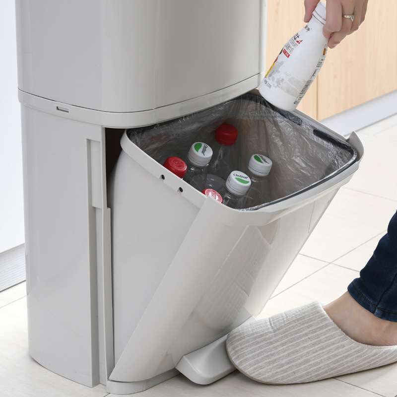 分类垃圾桶高款大容量简约风收纳桶脚踏式家用厨余干湿分离卫生桶