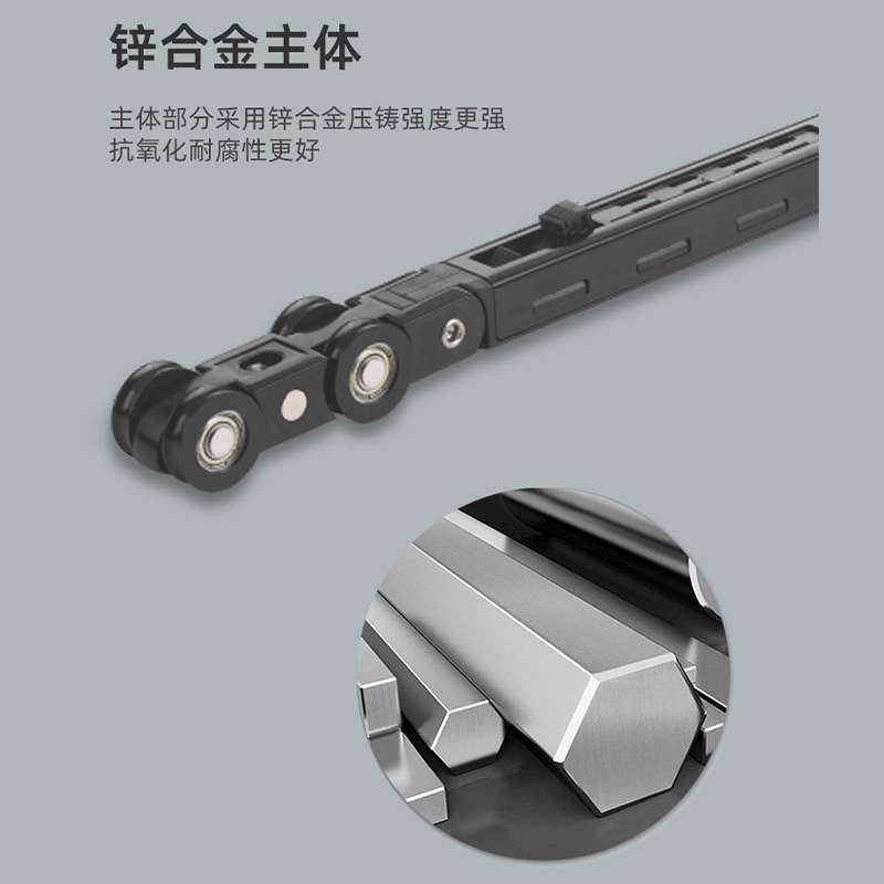 齐平左右互推三联动移门轨道缓冲吊轮厨房推拉门系统五金极窄轨道