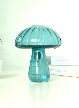 厂供创意清新玻璃花瓶摆件水培透明小花瓶家居彩色蘑菇玻璃花瓶