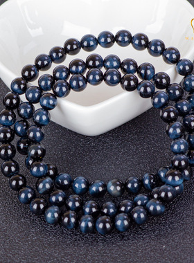 天然蓝虎眼石手链三圈  蓝色虎眼石手链  虎睛石手串厂家直销