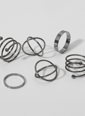 XP17 欧美时尚饰品亚马逊跨境欧美复古新款几何圆圈圆形关节戒指