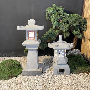 石灯庭院太阳能石灯笼彷古中式石头灯户外电石灯造景草坪石雕摆件