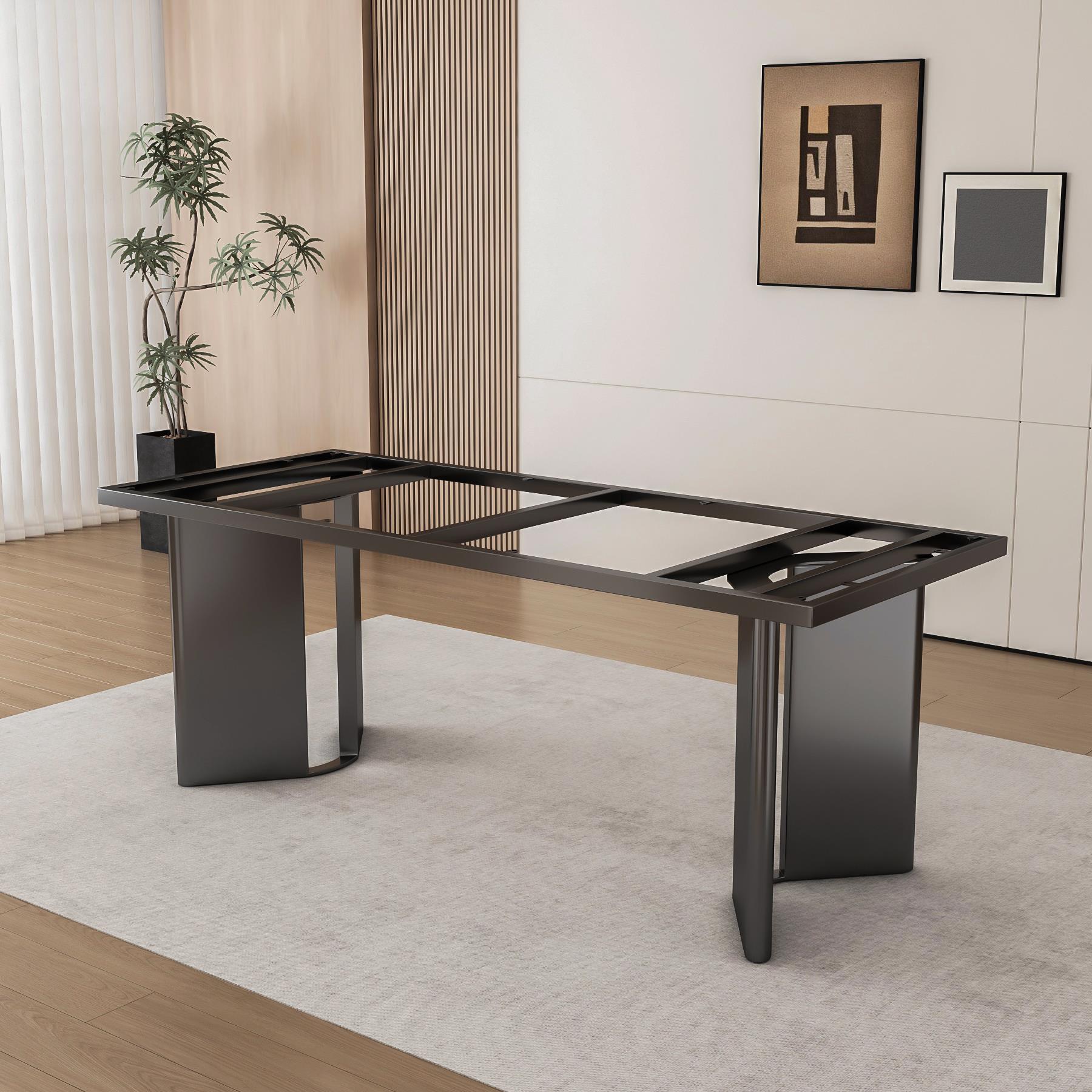 大理石餐桌脚不锈钢桌脚奢石茶台底座岩板大板桌腿支架轻奢金属腿