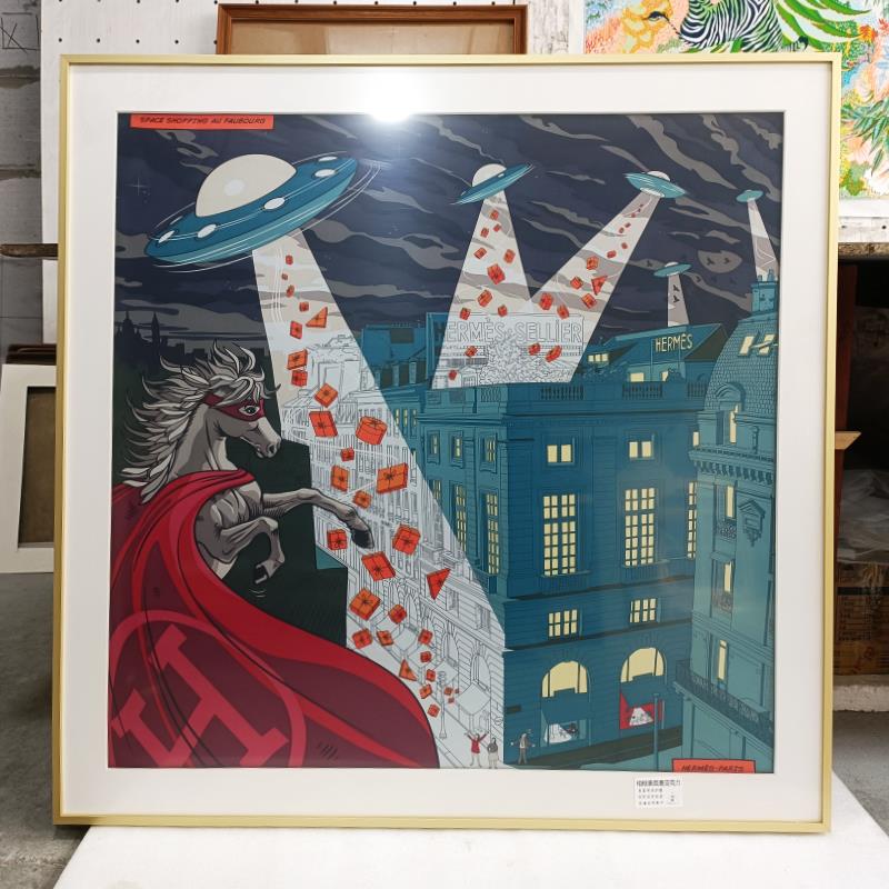 磁吸无损丝巾裱框90*90围巾画框轻奢定制45方巾装裱实木相框挂墙