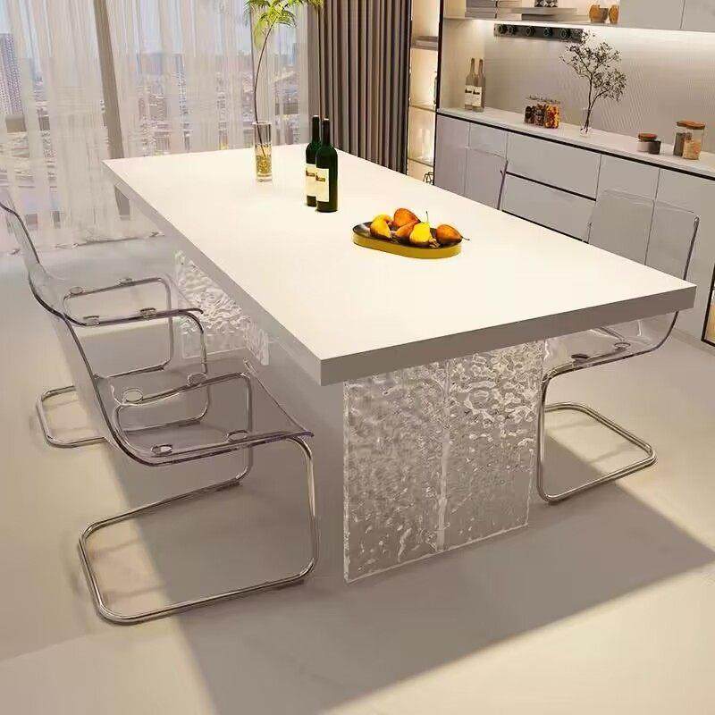 轻奢现代简约大水波纹亚克力悬浮岩板餐桌意式极简高端岛台饭桌椅,住宅家具,岩板餐桌,淘宝优惠券,粉丝福利购,淘宝优惠卷