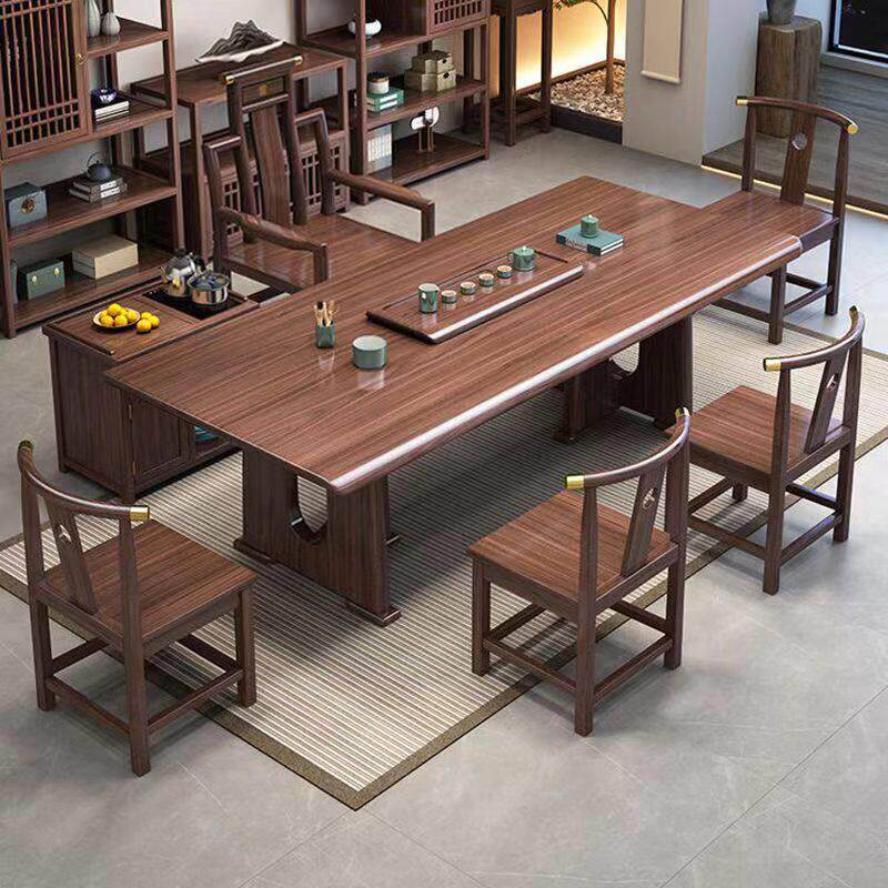 实木乌金木茶桌椅组合办公茶几大板茶桌一体一整套功夫新中式茶台