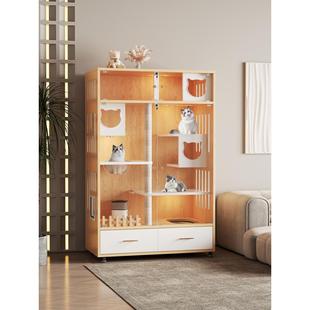 全景猫别墅带厕所一体猫砂盆室内家用猫房子大空间猫笼子豪华猫柜