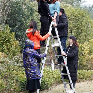 步步稳多功能折叠梯家用人字梯铝合金加厚工程直梯便携伸缩关节梯