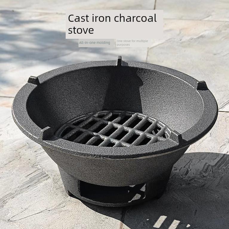 生铁炉铸铁炭炉围炉煮茶家用室内烧烤烧木碳火盆烤肉煲汤熬药取暖