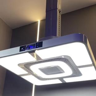 棋牌室专用吸烟灯麻将机净化器抽烟机直外排抽烟机内循环升降吊灯