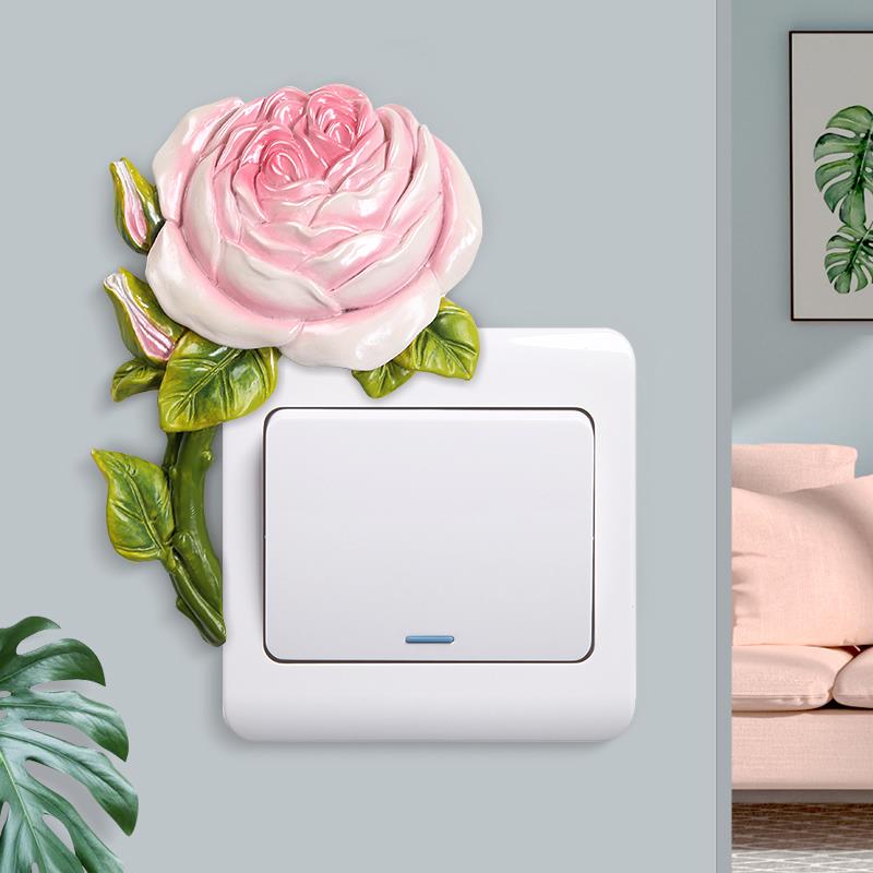 开关边框套装饰贴墙贴纸创意轻奢客厅田园创意树脂3d插座墙壁保护