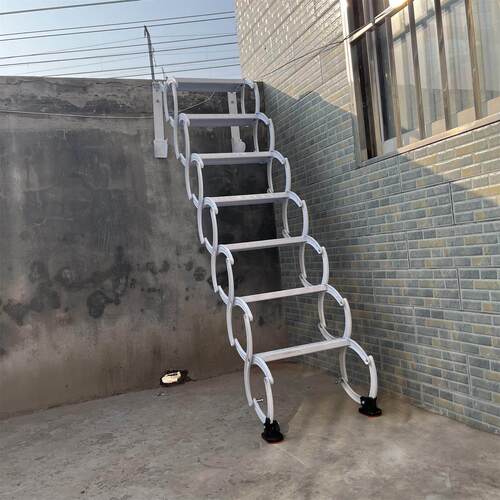 伸缩楼梯阳台楼梯平台天台折叠伸缩小楼梯阁楼升降手动加厚防滑梯