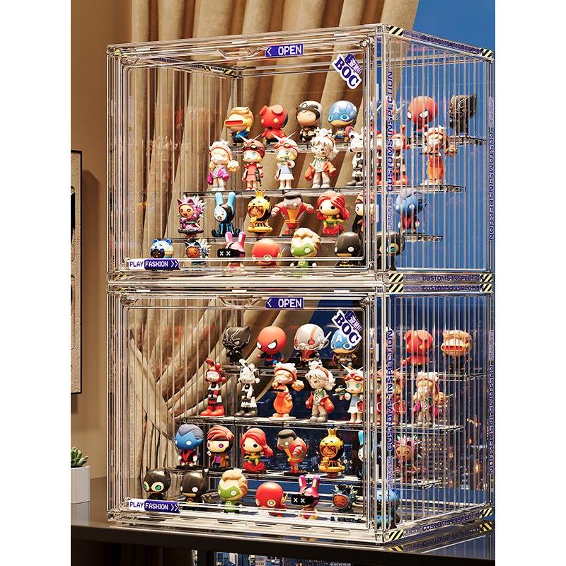 日本Muj存储展示架大容量阶梯丙烯酸泡沫集市防尘人物展示柜