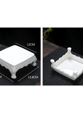 摆件底座花盆花瓶陶瓷香炉镂空石雕石头托盘增高盆景实木佛像莲花