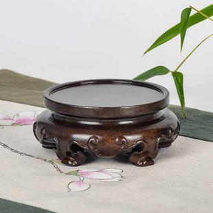 黑檀雕刻底座盆景摆件石头底座实木紫砂茶壶香炉花瓶底座小工艺品