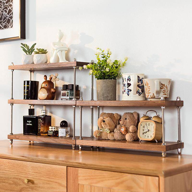 黑胡桃木台上桌面置物架茶具水杯架香水化妆品咖啡实木收纳层架定