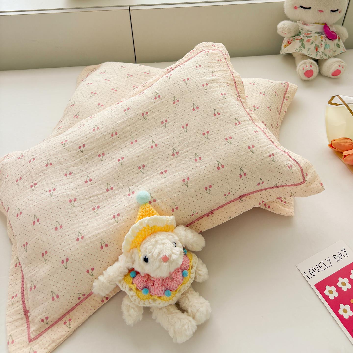 A类全棉皱皱双层纱儿童枕套婴幼儿幼儿园纯棉枕头套30X50cm35X55