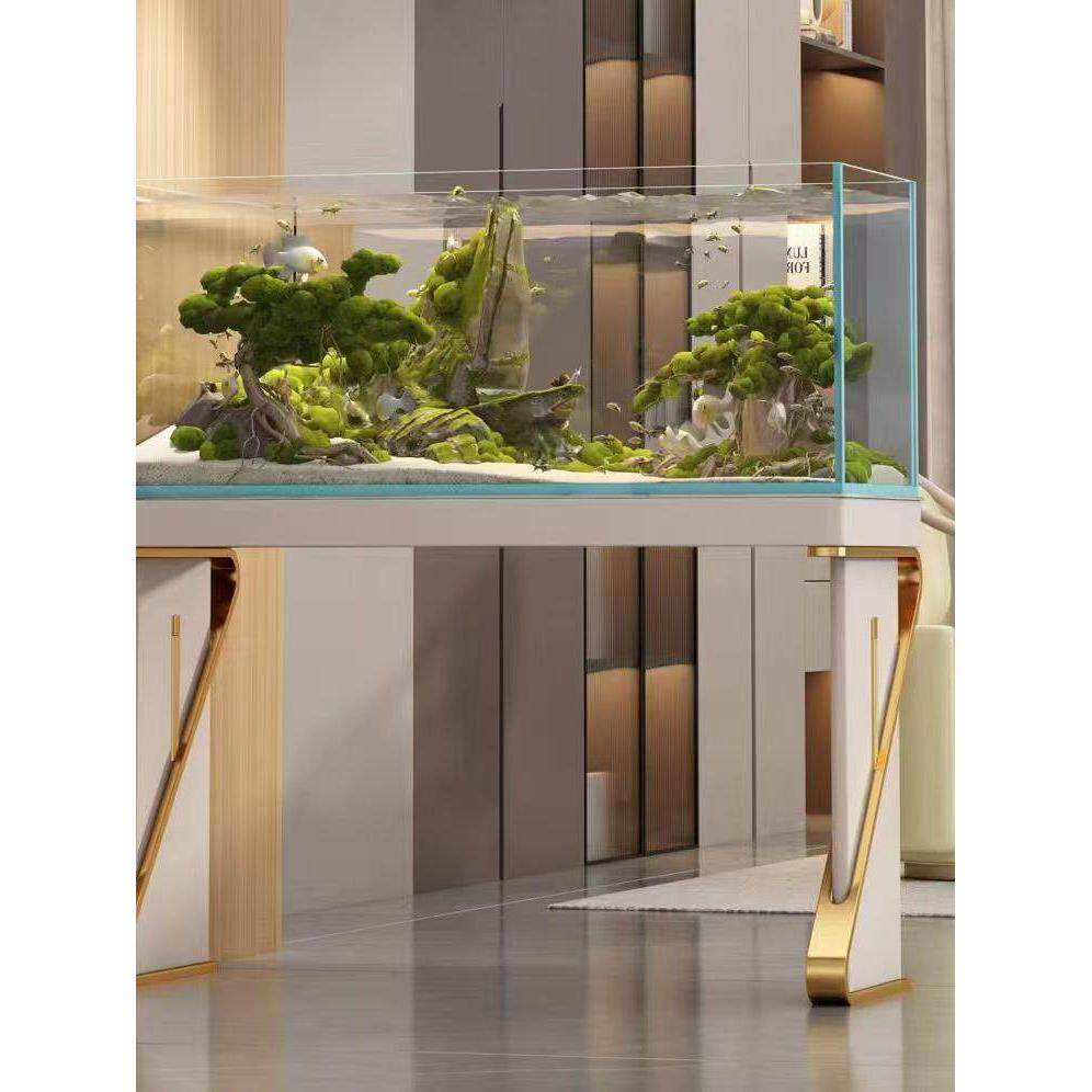 金晶五线超白鱼缸定制热带雨林溪流家庭客厅水族龟缸超白方形大、