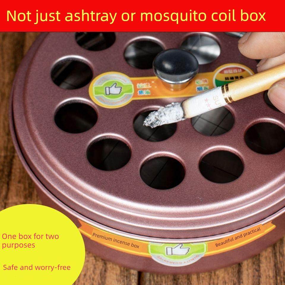 烟灰缸驱蚊香盒两用有盖家居创意时尚新潮客厅特厚不锈钢驱蚊香盒