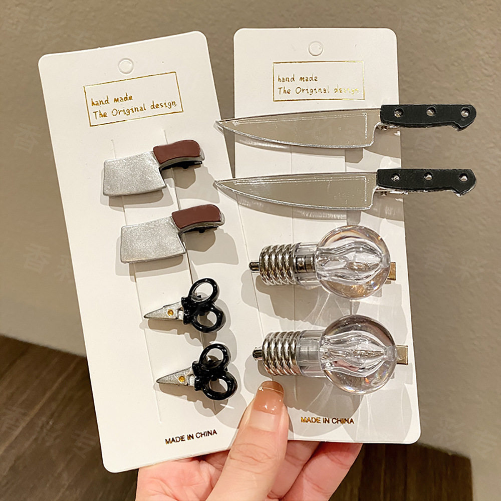 趣味创意仿真小刀发夹女侧边刘海碎发鸭嘴夹会发光的灯泡头饰,饰品/流行首饰/时尚饰品新,民族风发饰,淘宝优惠券,粉丝福利购,淘宝优惠卷