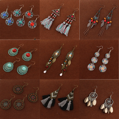手作复古波西米亚民族风耳环女气质度假流苏耳钉热销异域风情耳饰