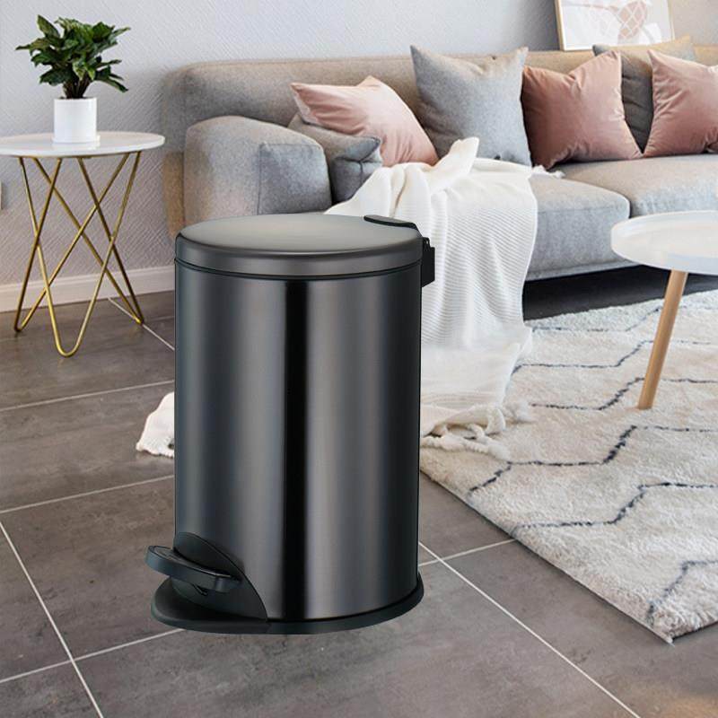 不锈钢垃圾桶家用厨房带盖创意客厅脚踩卫生间脚踏式办公室圆形