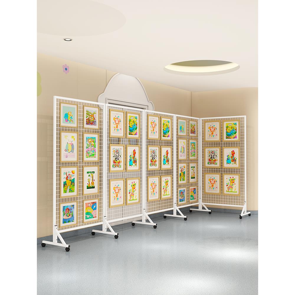 折叠网格展示架幼儿园作品展示架画展画室移动户外美术展览架铁艺