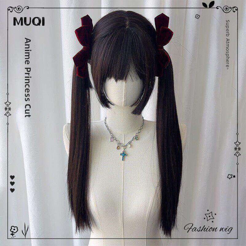 木奇有趣可爱的假发女公主剪长发洛丽塔黑色长直小假发女风格全头