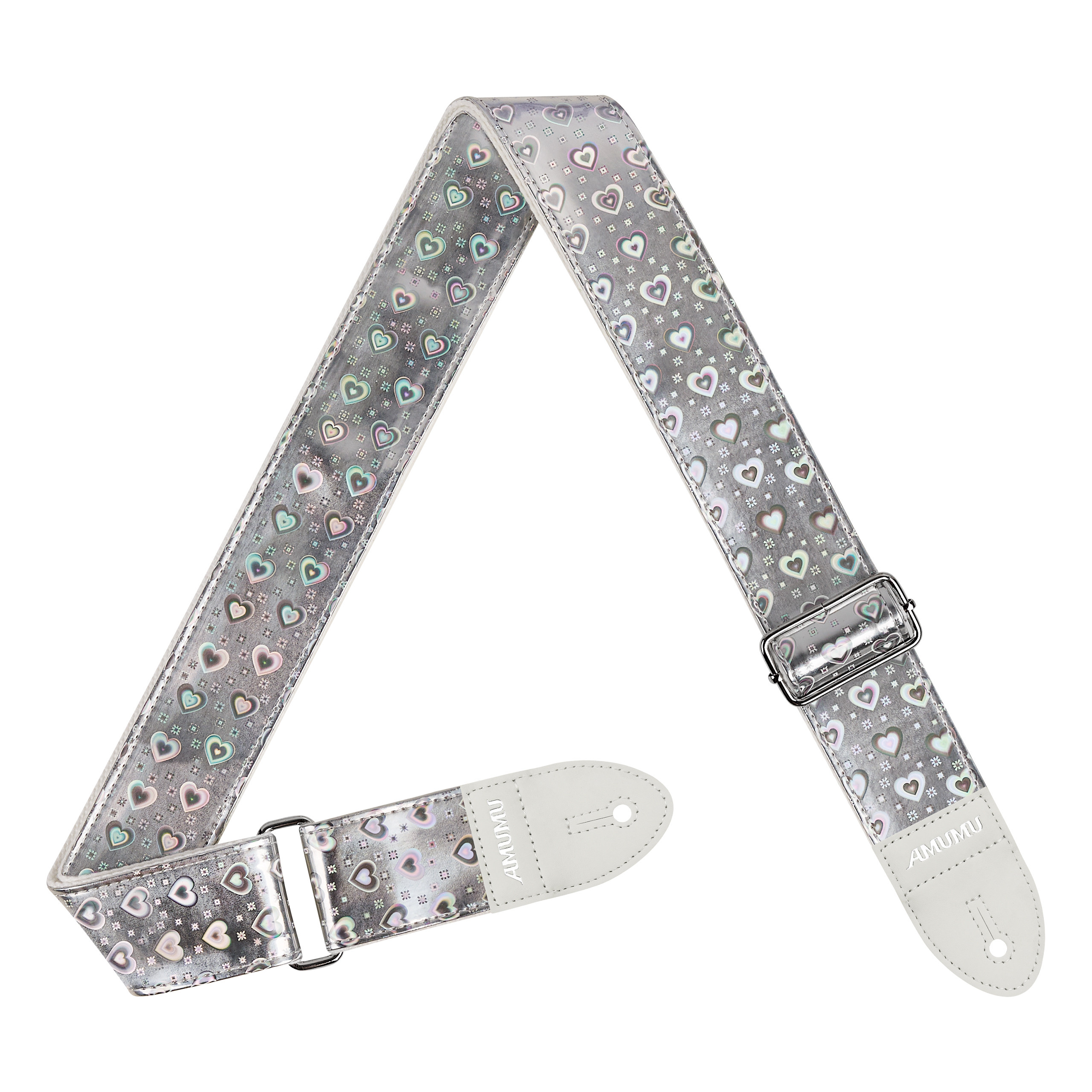 AMUMU虹彩心动吉他背带木电吉他贝斯舒适加厚耐用耐磨PU皮革肩带