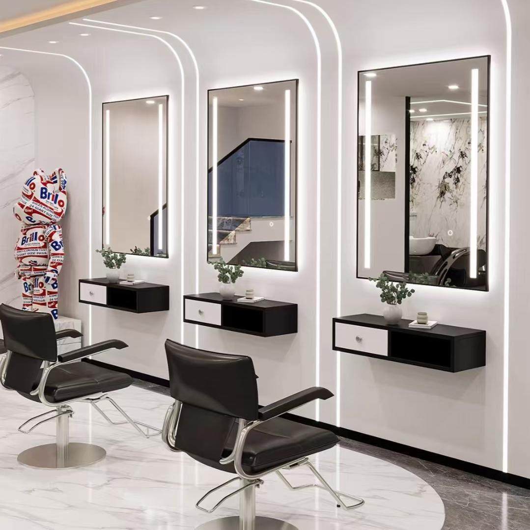 简约理髲店镜台发廊专用网红带灯美容美发镜时尚烫染镜子带壁挂柜,商业/办公家具,理发镜台,淘宝优惠券,粉丝福利购,淘宝优惠卷