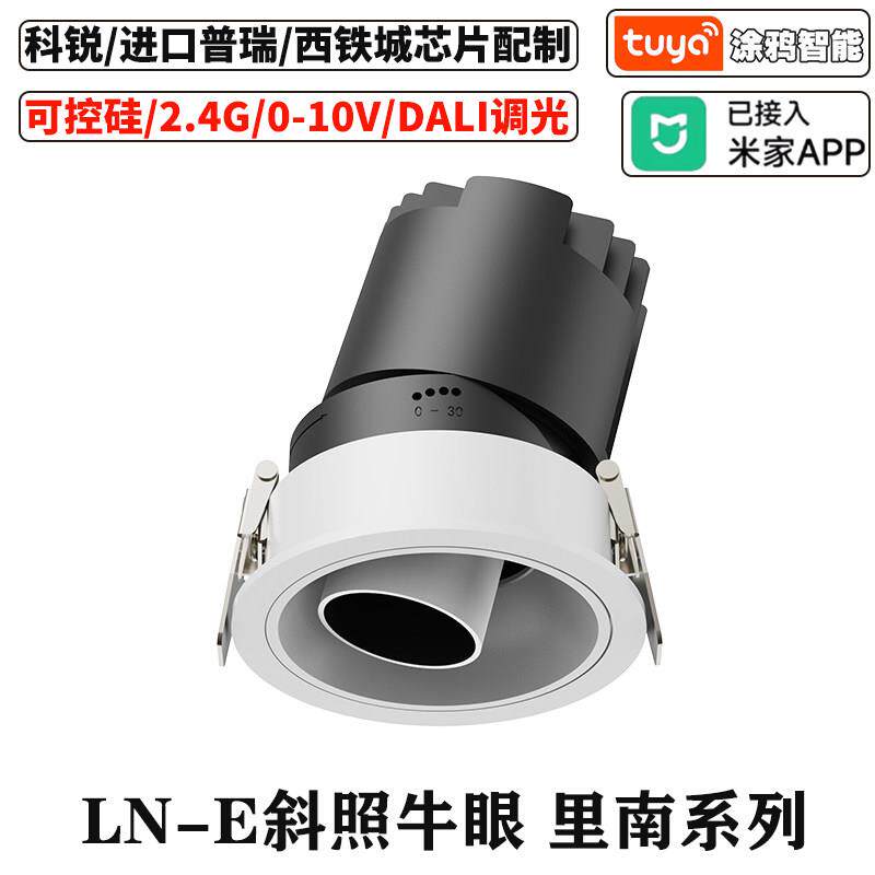 嵌入式长筒射灯深杯防眩光开孔75mm斜照画重点照明可调牛眼象鼻灯