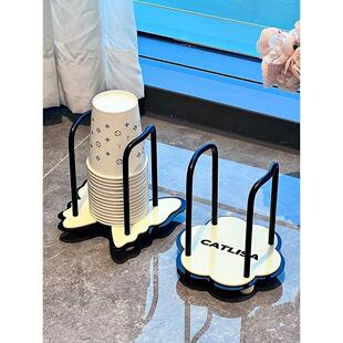 一次性杯架取杯器桌面高级感轻奢纸杯架高档台面杯子收纳置物架