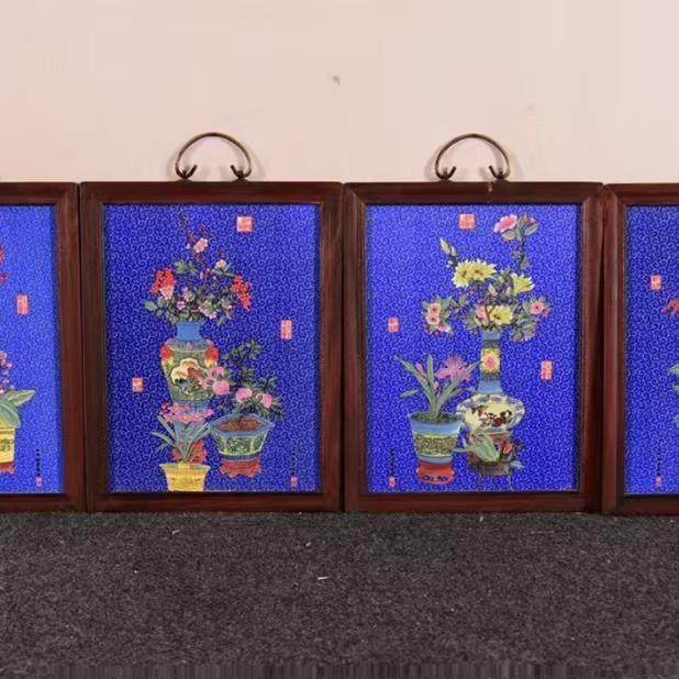 郎世宁作品红木镶瓷板画粉彩博古图挂屏高36厘米宽29景德镇瓷板画,家居饰品,瓷板画,淘宝优惠券,粉丝福利购,淘宝优惠卷