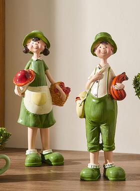 可爱情侣摆件田园风办公室桌面治愈小物件适合超市美陈货架装饰品