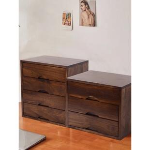 实木办公桌面文件收纳盒胡桃色客厅杂物整理柜学生宿舍多层置物盒