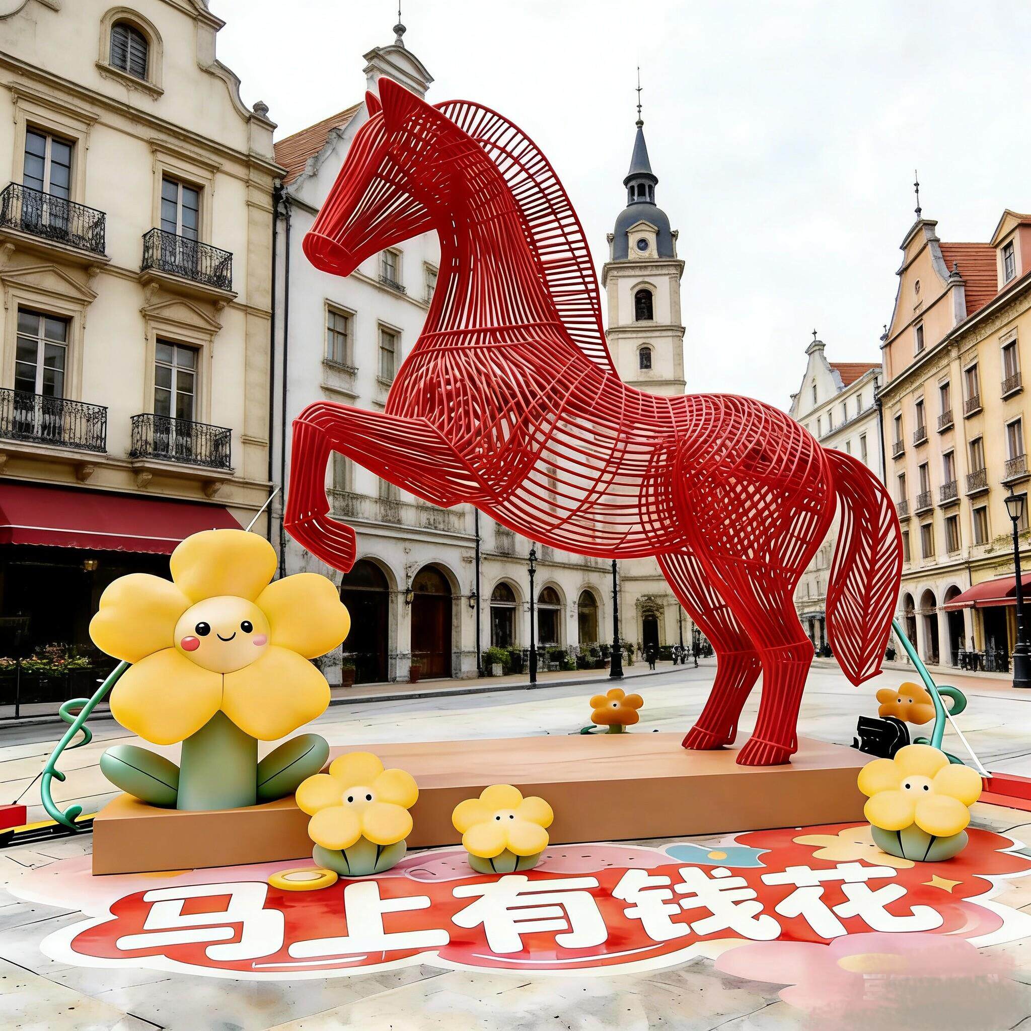 定制不锈钢金属马雕塑户外公园装饰摆饰大型动物造型落地艺术品