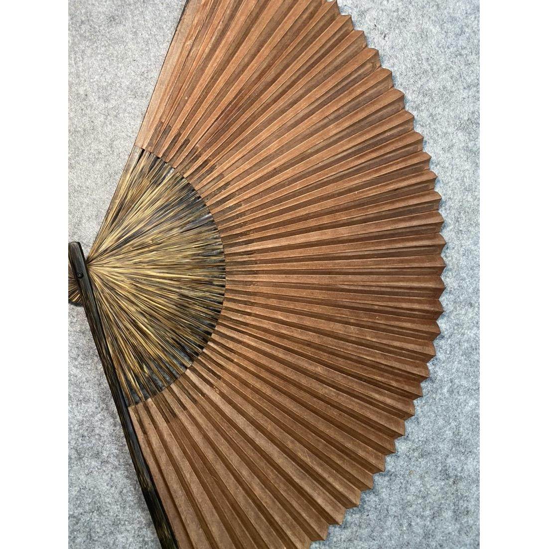 传统工艺非遗柿染全棕竹纯手工折扇柿染扇面9寸40方