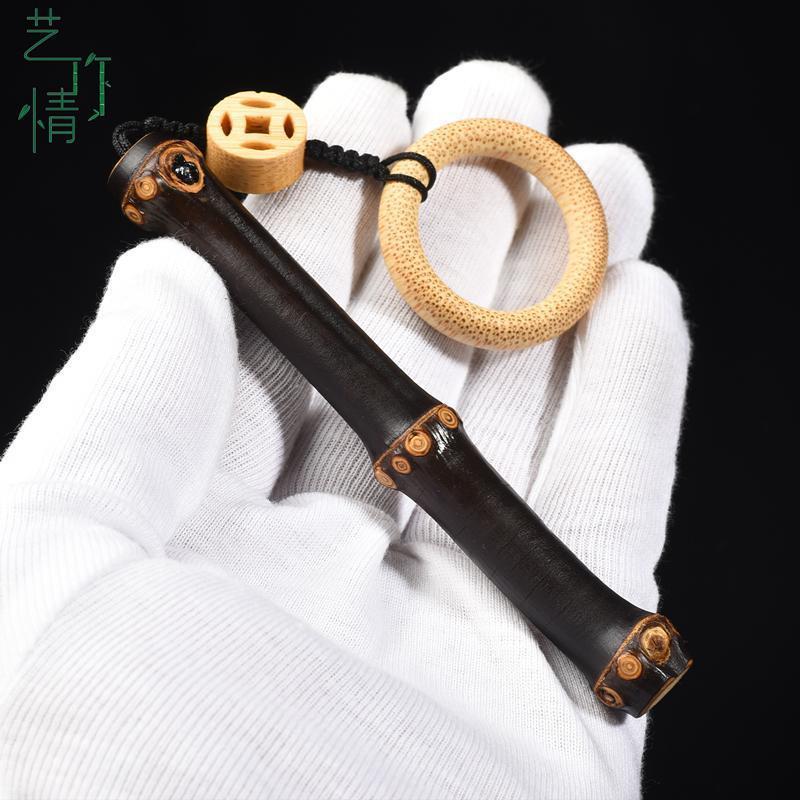 紫竹根手把件文玩紫竹老料把件实心竹手把件竹子把玩件鸡血藤把件