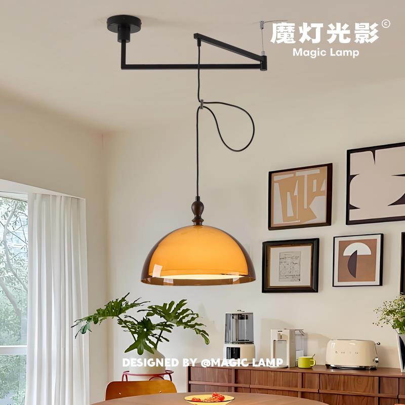 中古餐厅吊灯法式复古饭厅灯南洋风吧台vintage摇臂可移位餐桌灯