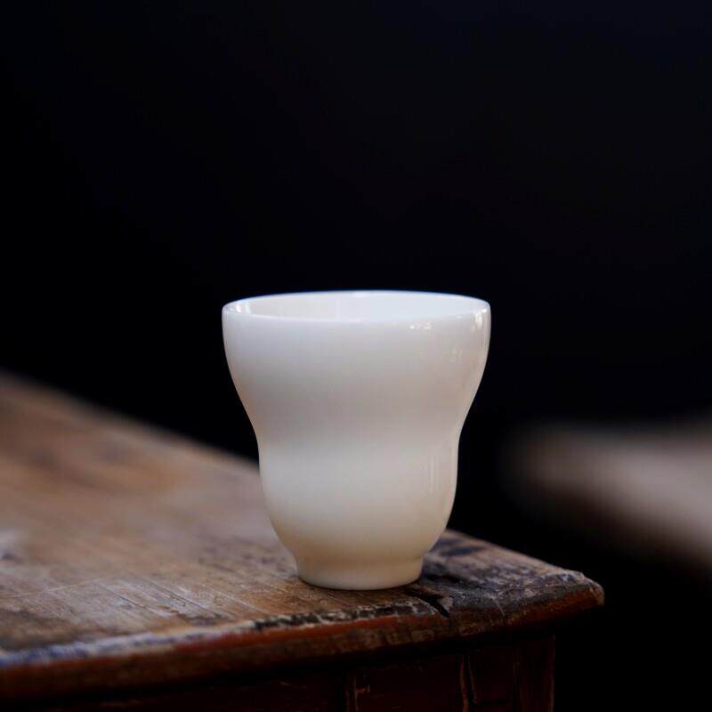 冰种玉瓷葫芦杯闻香主人杯高档德化白瓷原矿高温瓷精品个人品茗杯