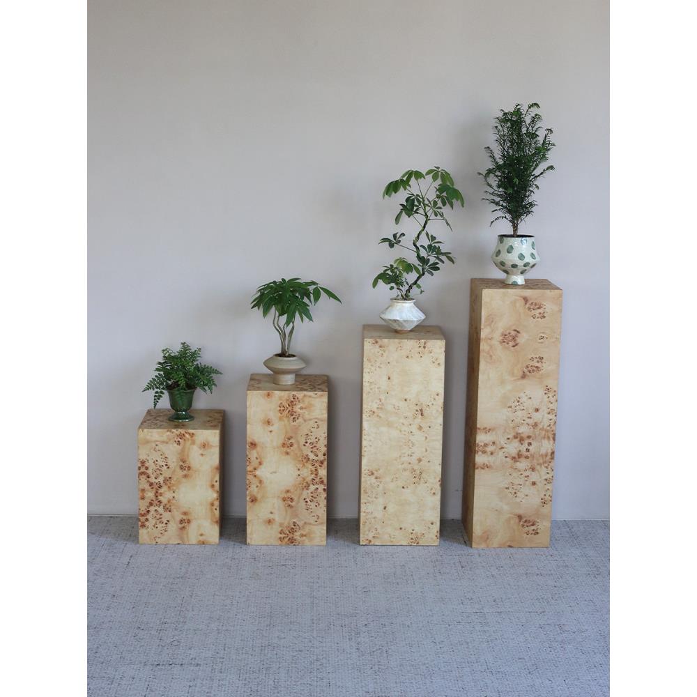 诧寂风方形树瘤花架摆件民宿高级展示台家用客厅玄关落地木桩花几